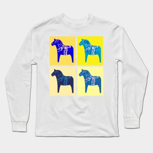 Sweden Swedish horse dala pop art style Long Sleeve T-Shirt